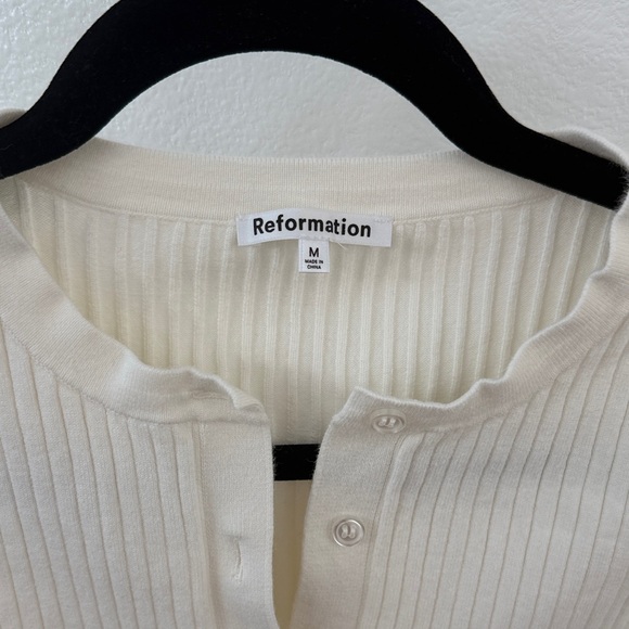 Reformation Ivory Ribbed Knit Top - Picture 2 of 6